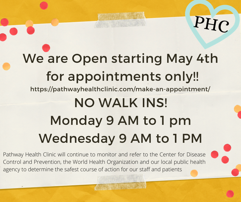We are open starting May 4th for appointments only!